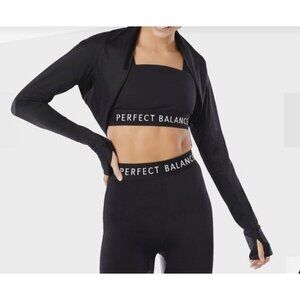 Yoga Pilates Shrug Hooded Thumb Hole Athletic Snug Fit Black One Size Fits Most